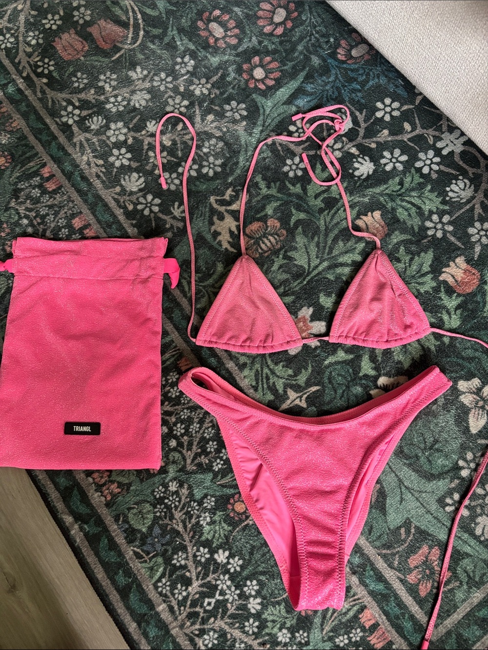 triangl swimwear Hot Pink sparkle Triangle Bikini Set